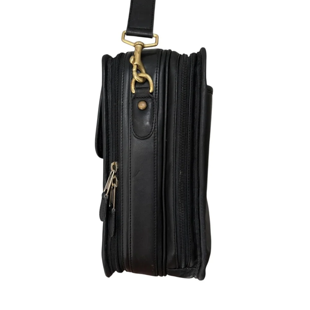Coach Vintage Black Glove Tanned Leather 0537 Laptop Messenger Bag Case Luggage